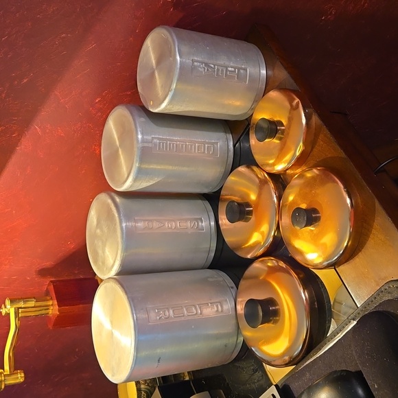 Vintage/Retro 1950s Copper Top & Aluminum Bottom Canister Set of 4-Made in Italy - Picture 9 of 12